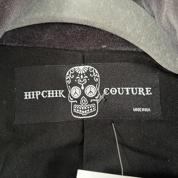 Hip chik couture Gray velvet jacket size 12 brand new LOVE in crystals - Picture 2 of 8